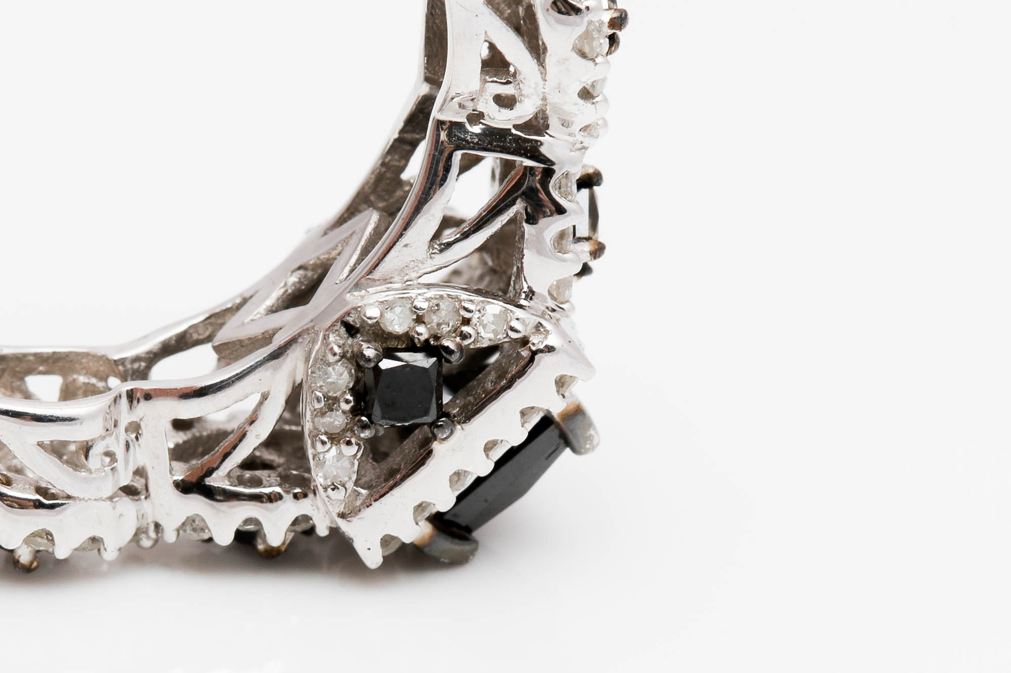 Sterling Silver Black and White Diamond Ring