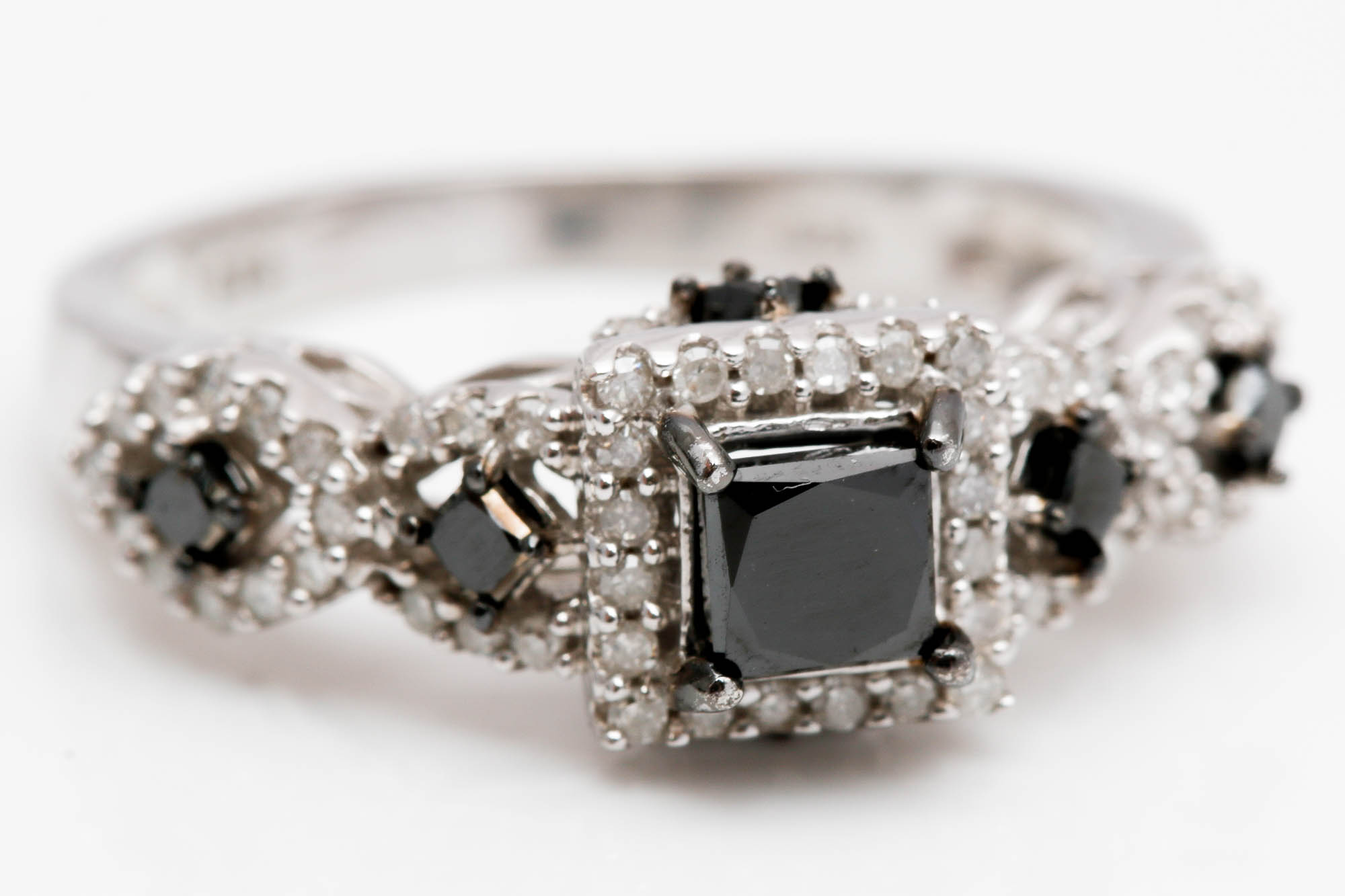 Sterling Silver Black and White Diamond Ring