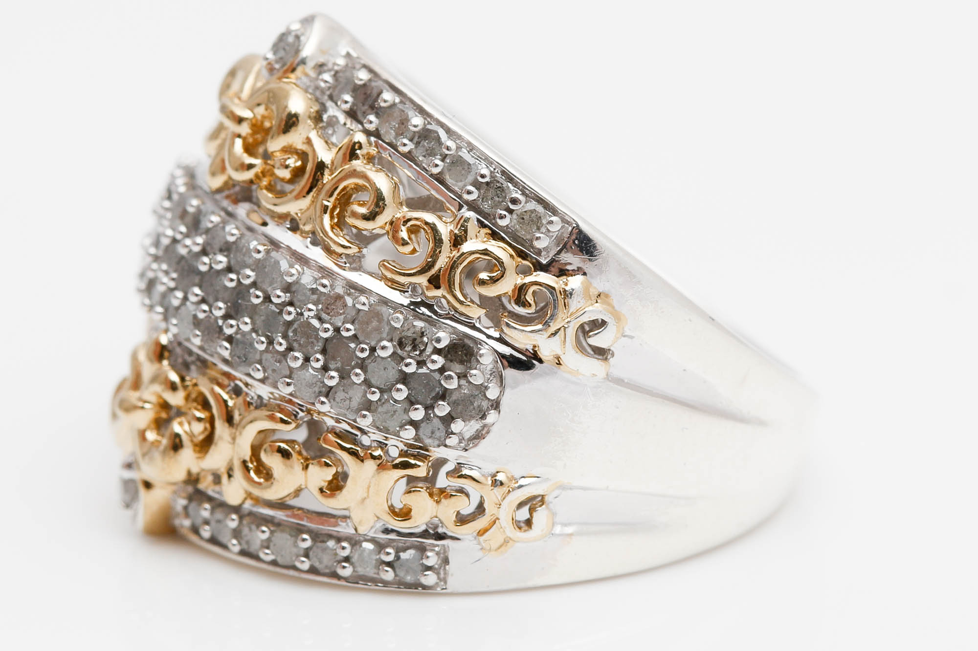 Sterling Silver Vermeil Accented 0.65 CTW Diamond Ring