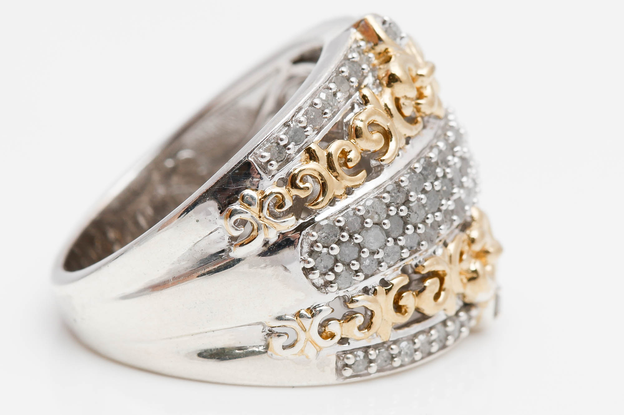 Sterling Silver Vermeil Accented 0.65 CTW Diamond Ring