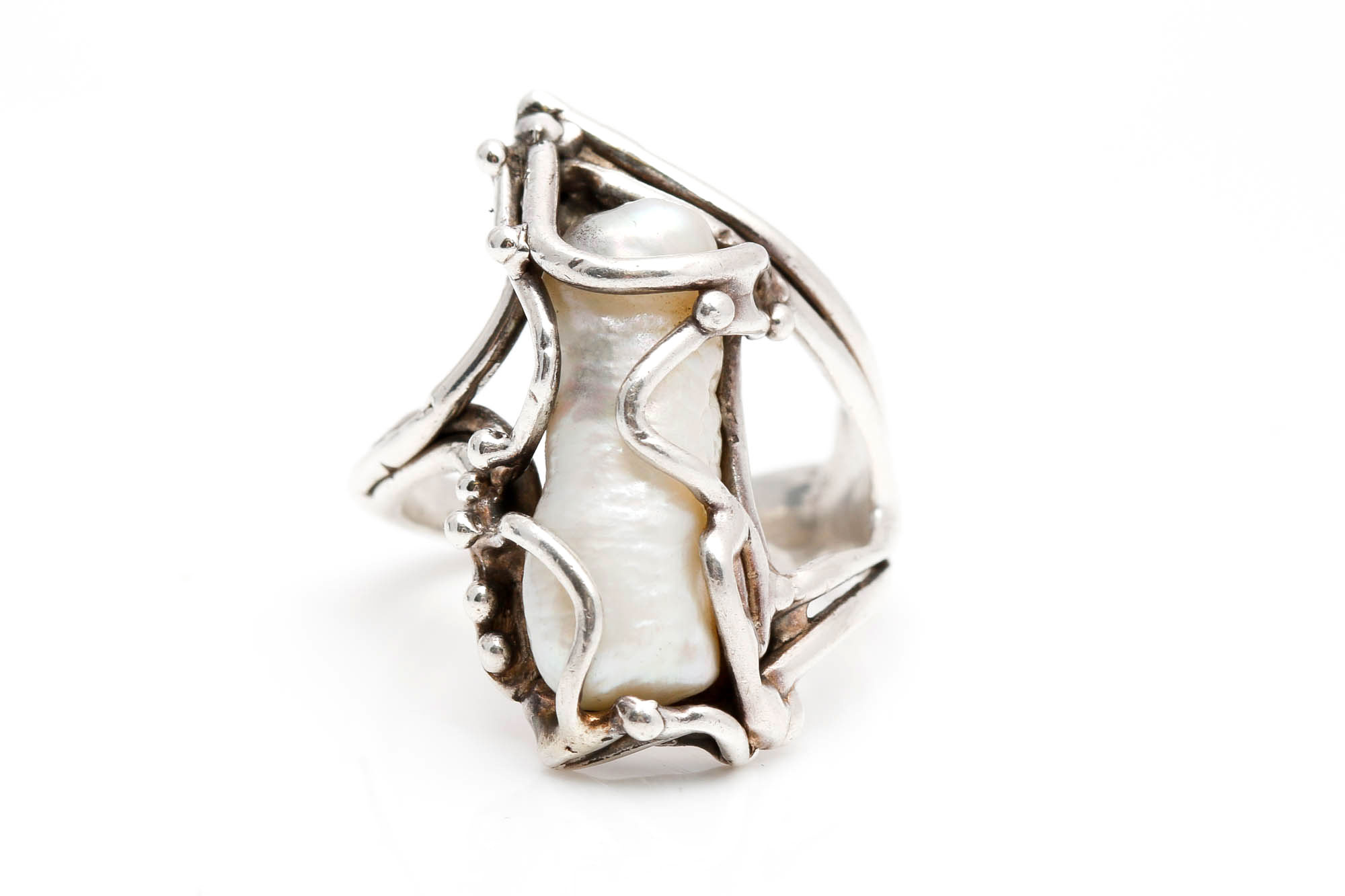Silver Baroque Freshwater Pearl Ring
