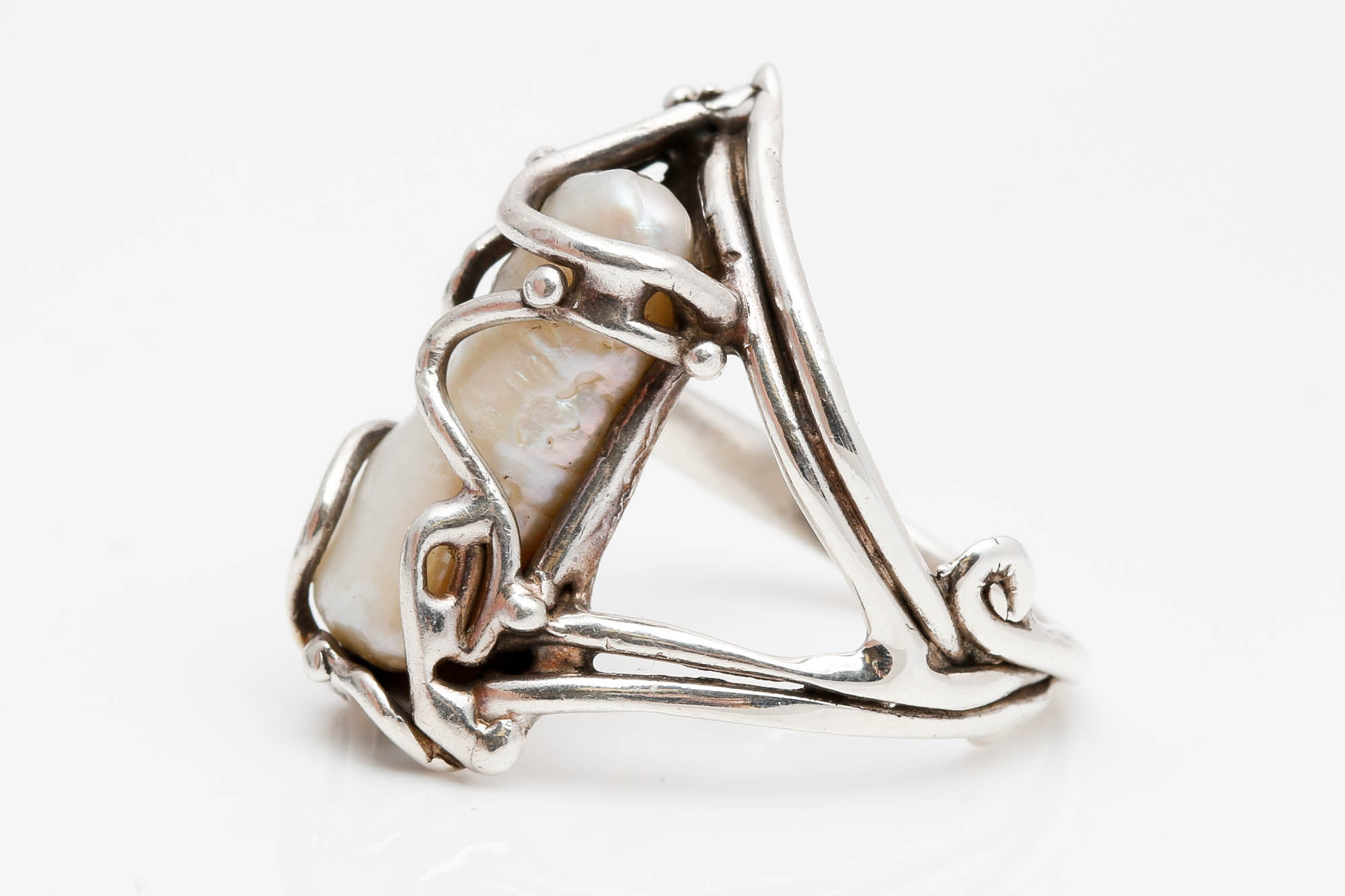 Silver Baroque Freshwater Pearl Ring