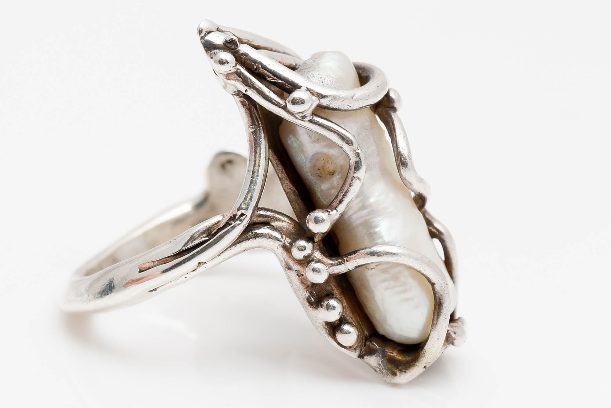 Silver Baroque Freshwater Pearl Ring