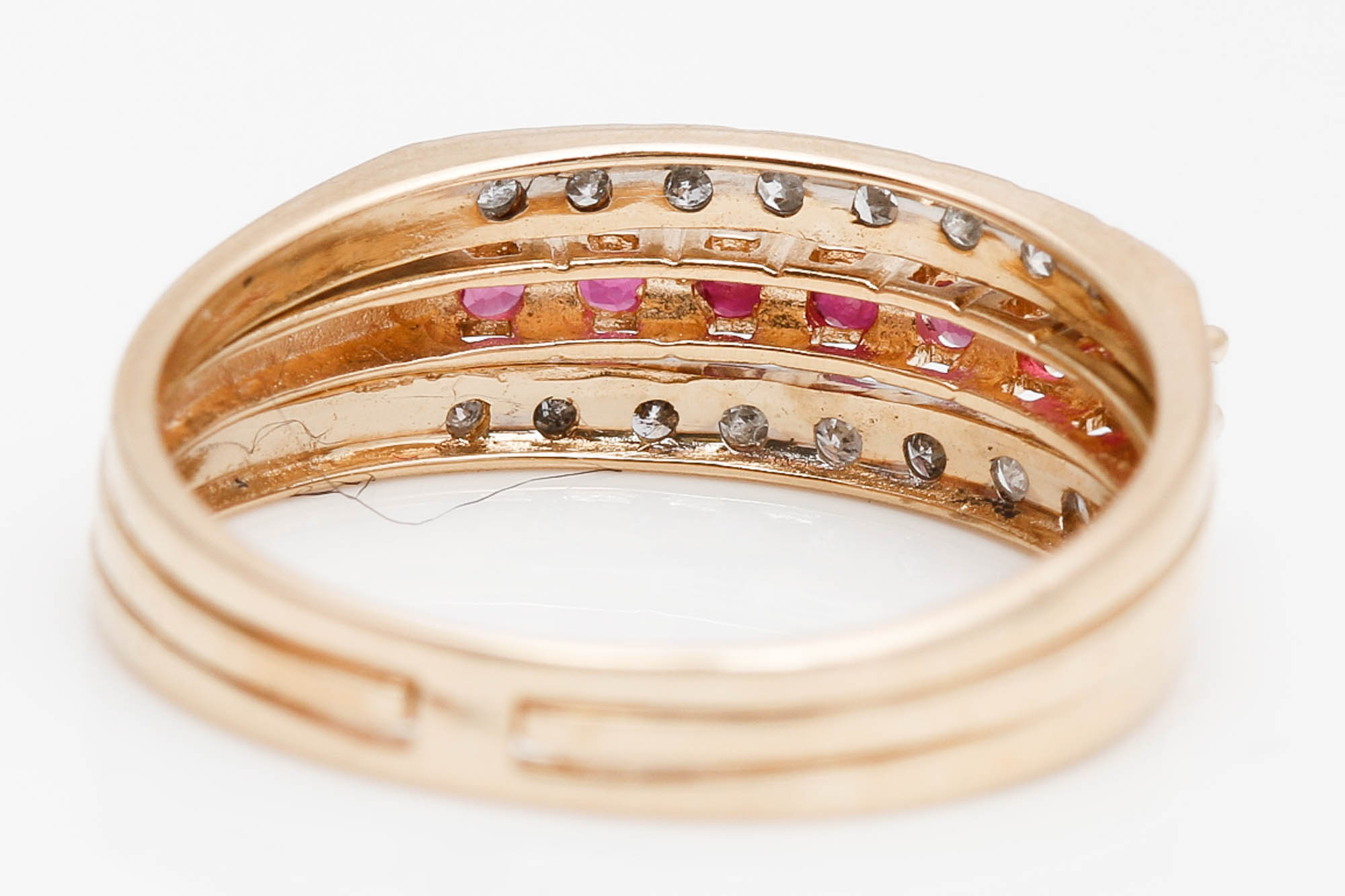 14K Yellow Gold Ruby Band and Diamond Enhancer