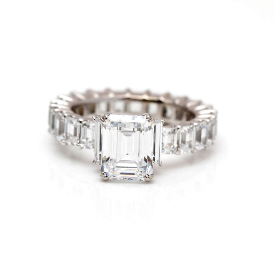 14K White Gold Cubic Zirconia Engagement Ring