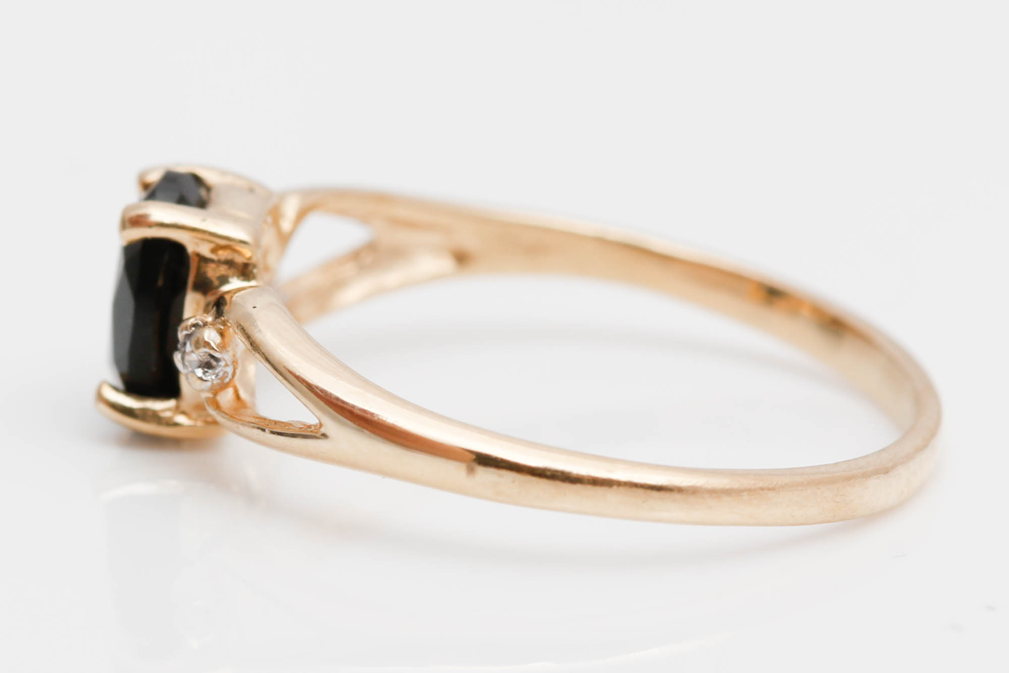 10K Yellow Gold Black Onyx and Diamond Ring