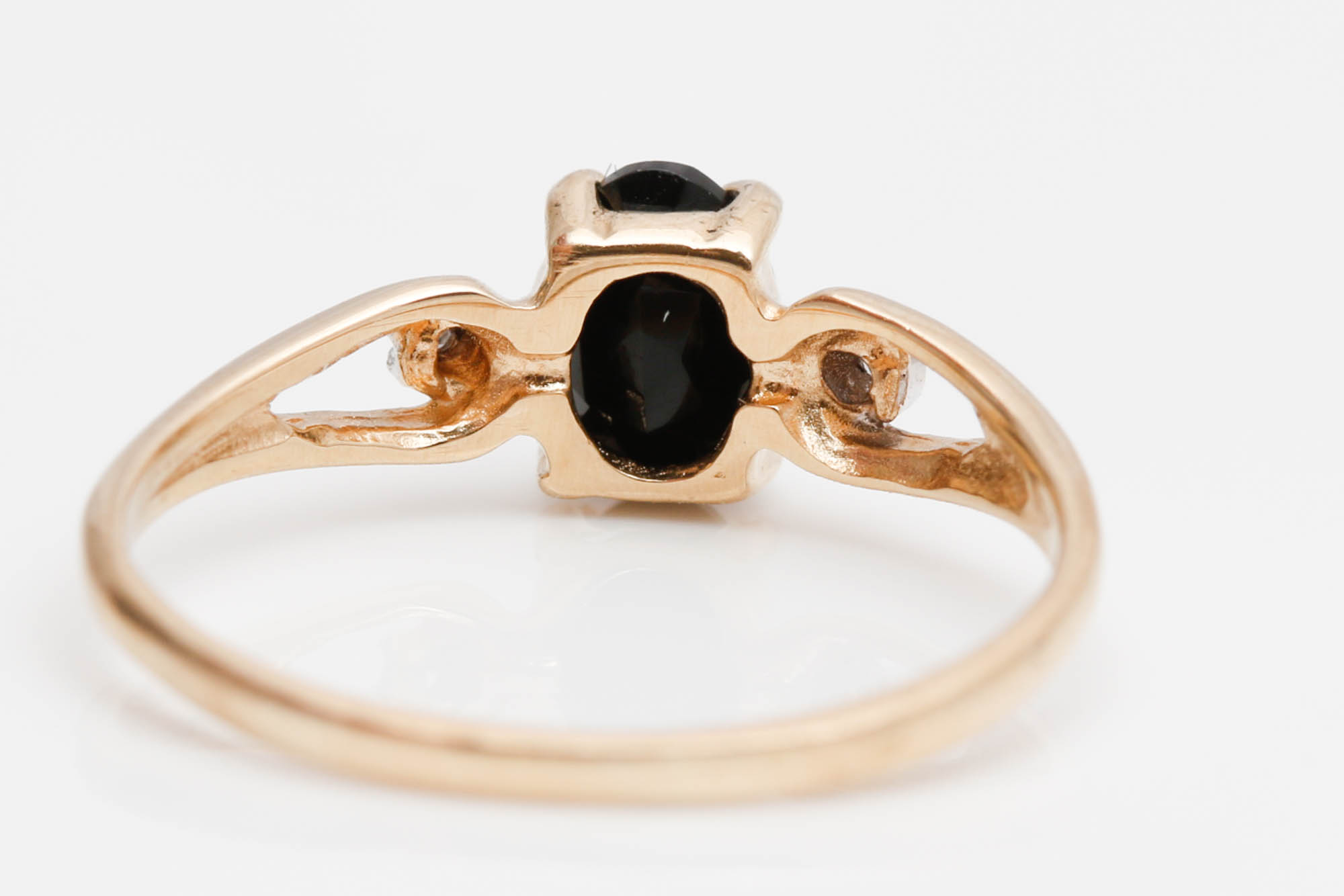10K Yellow Gold Black Onyx and Diamond Ring
