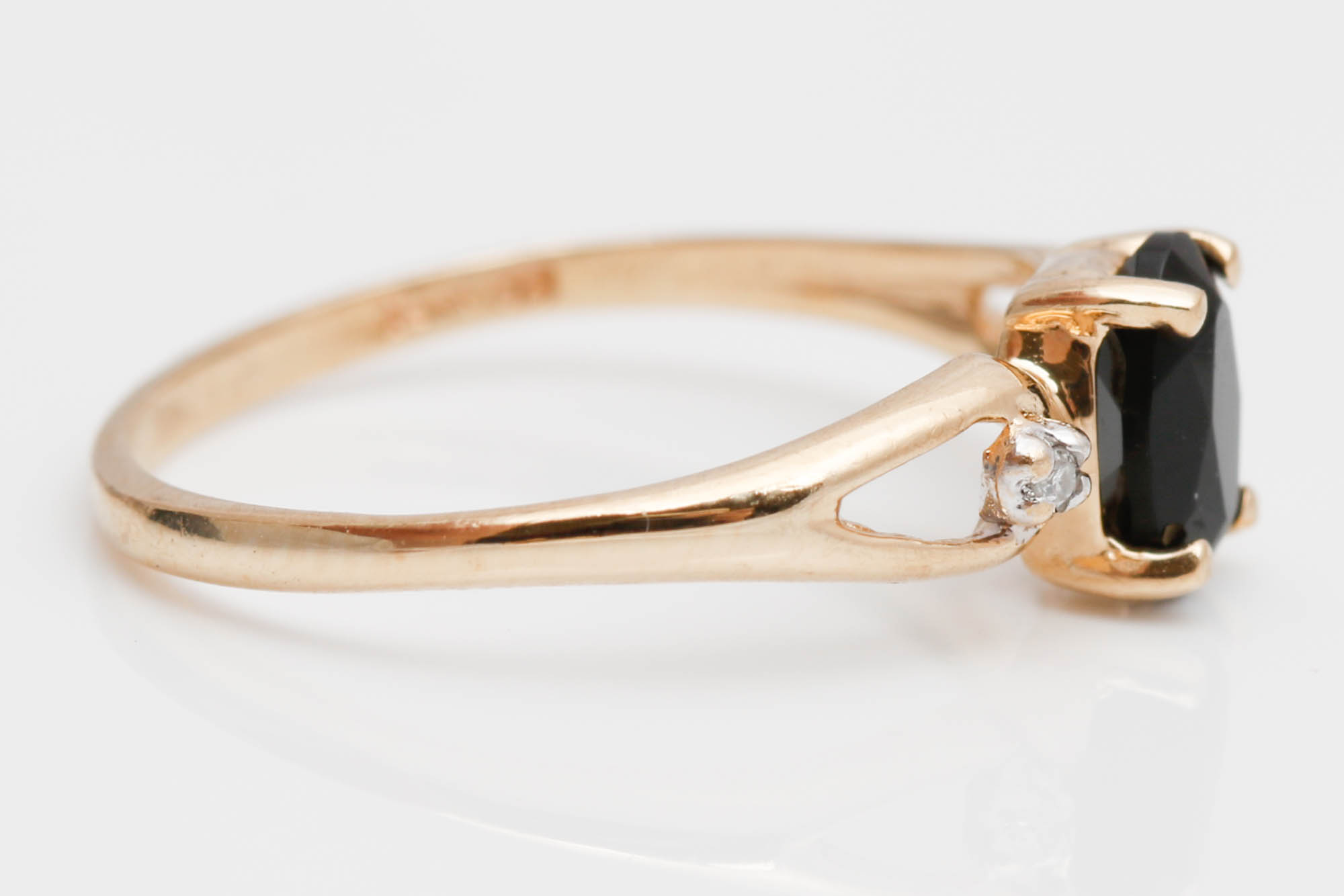 10K Yellow Gold Black Onyx and Diamond Ring