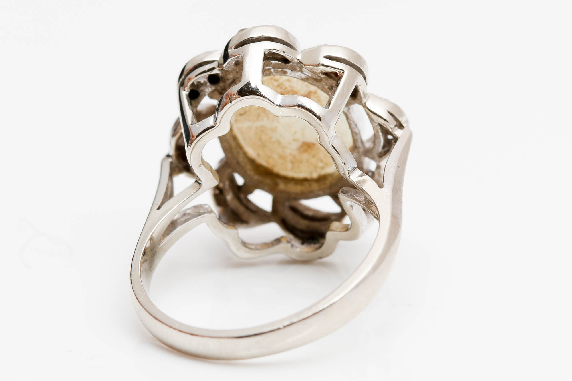 14K White Gold Opal and Diamond Ring