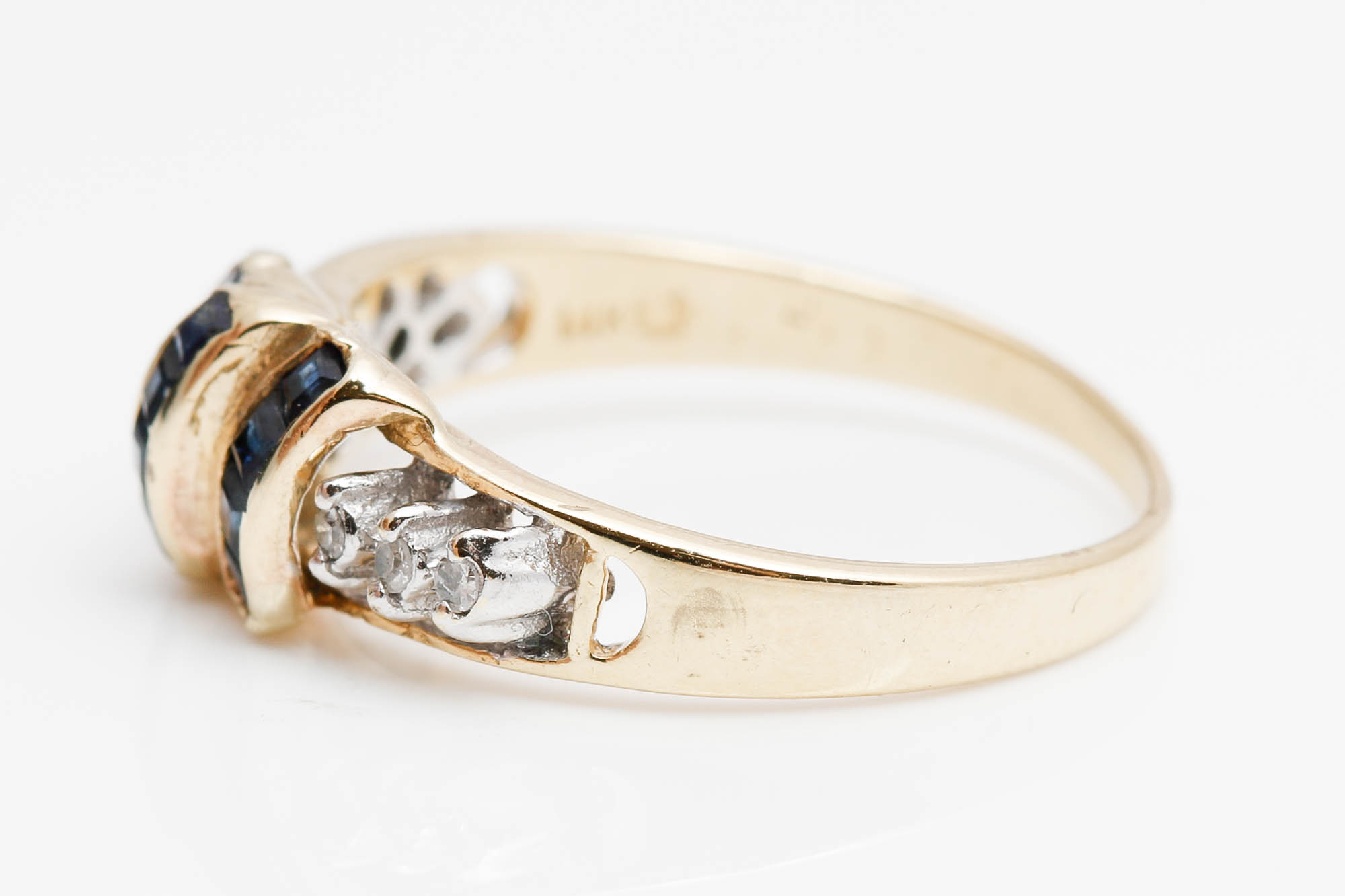 14K Yellow Gold Sapphire and Diamond Ring