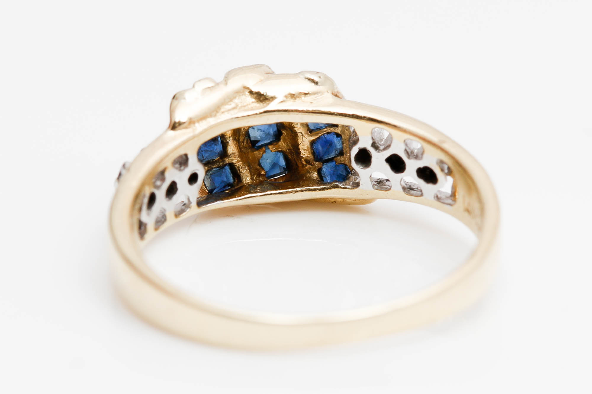 14K Yellow Gold Sapphire and Diamond Ring