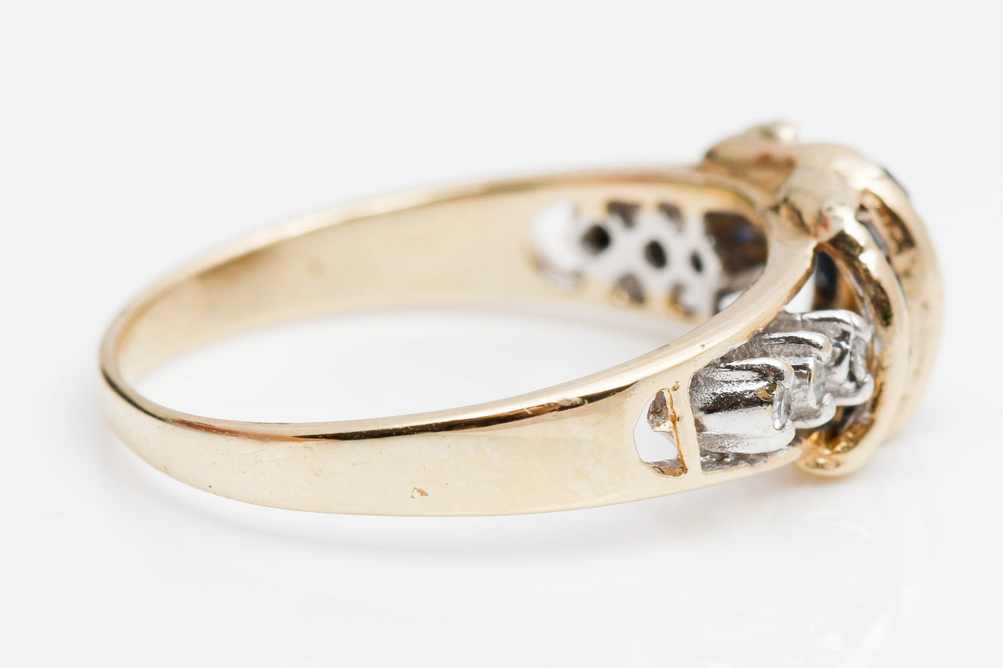 14K Yellow Gold Sapphire and Diamond Ring