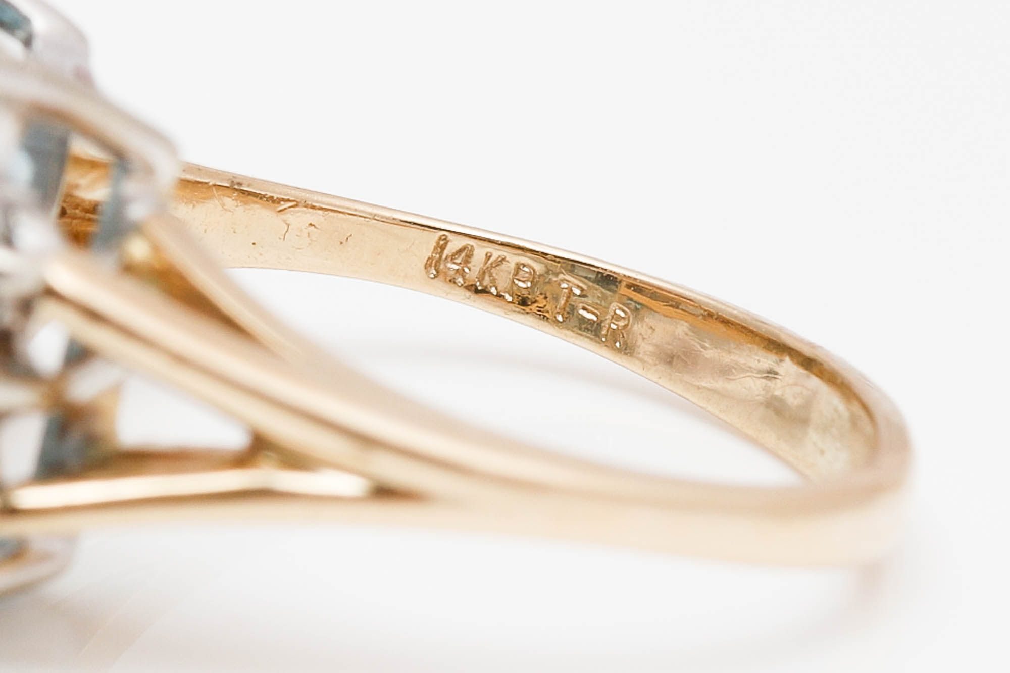 14K Yellow Gold 6.90 CTS Blue Topaz and Diamond Ring