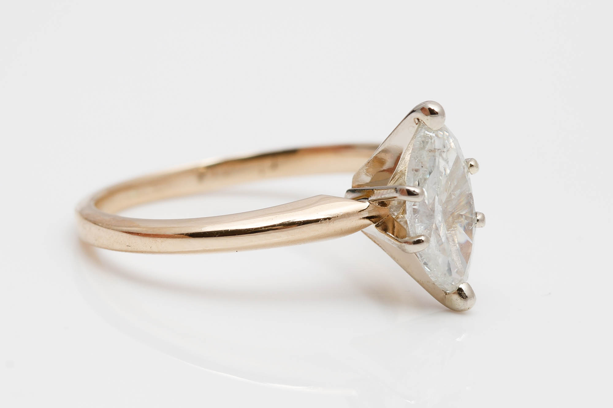 14K Yellow Gold 0.90 CT Diamond Solitaire Ring