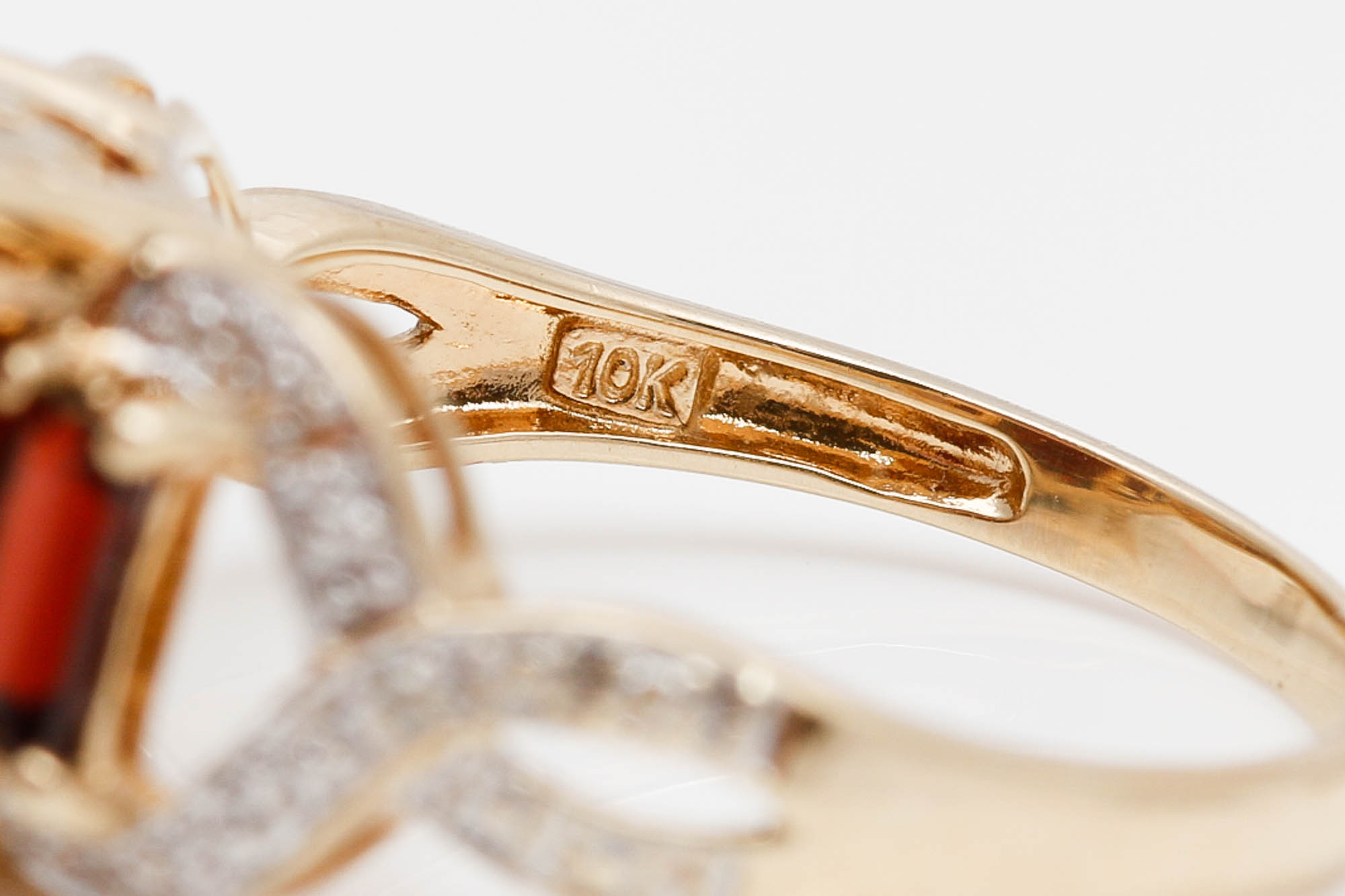 10K Yellow Gold Garnet and Diamond Ring