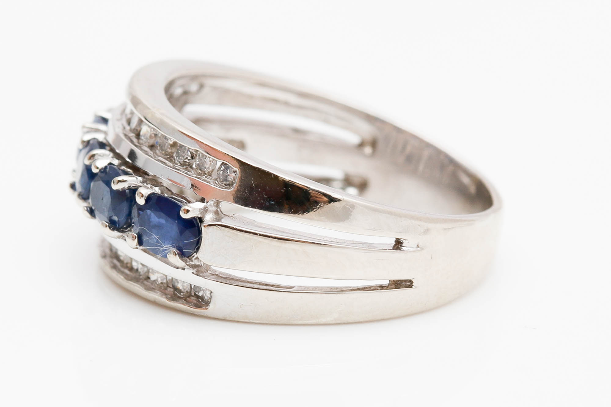 14K White Gold Sapphire and Diamond Ring