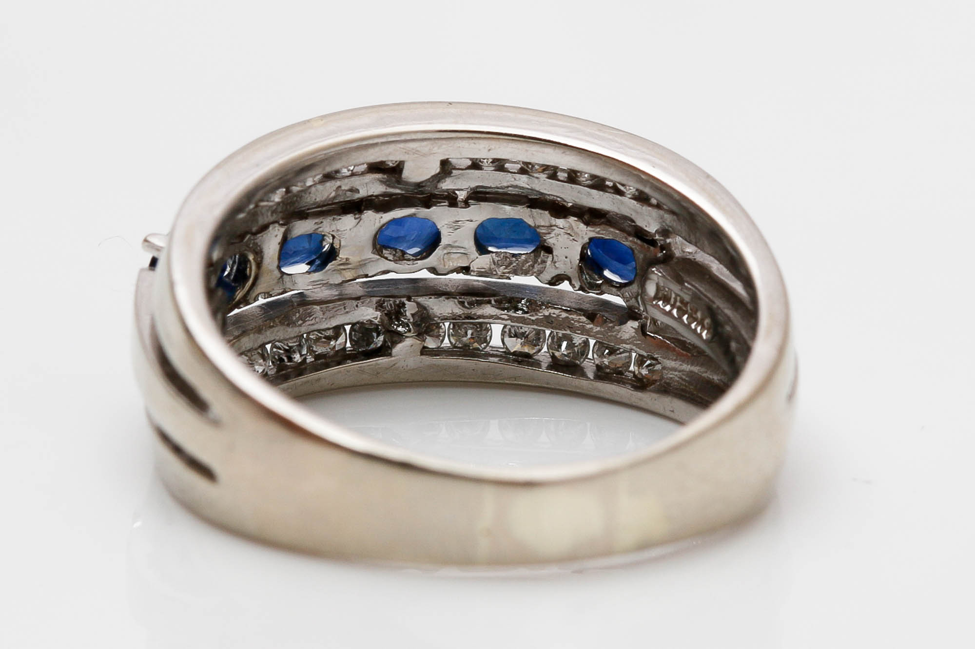 14K White Gold Sapphire and Diamond Ring