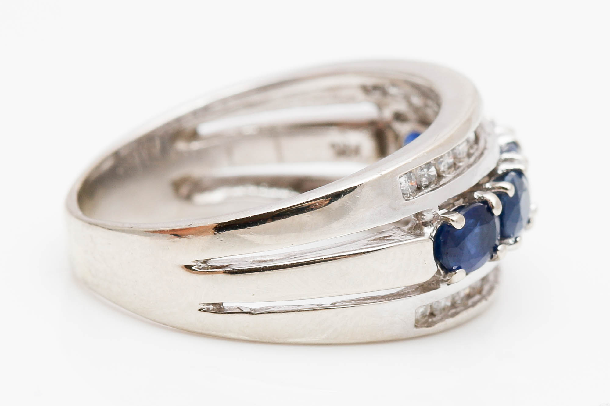 14K White Gold Sapphire and Diamond Ring