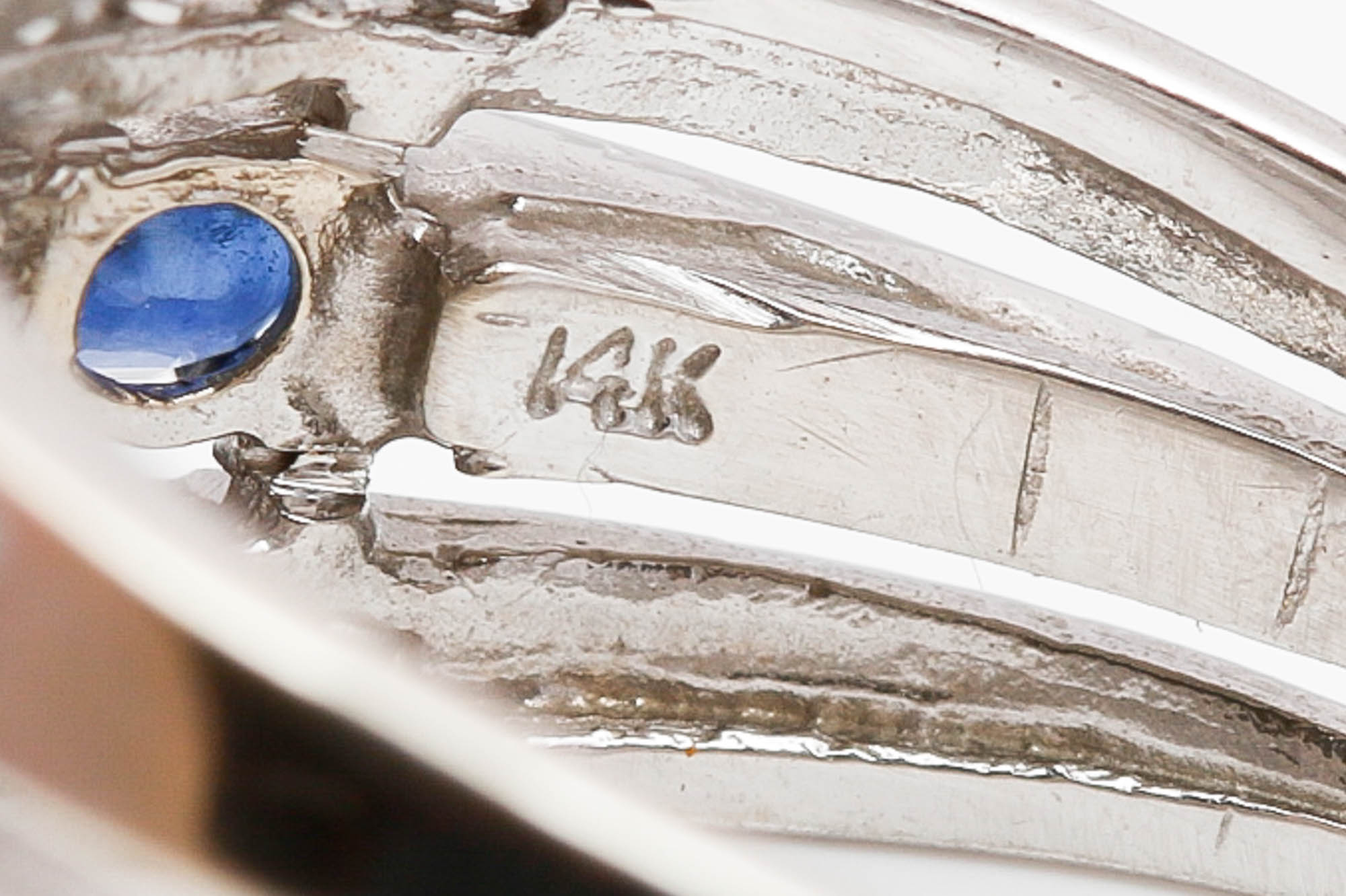 14K White Gold Sapphire and Diamond Ring