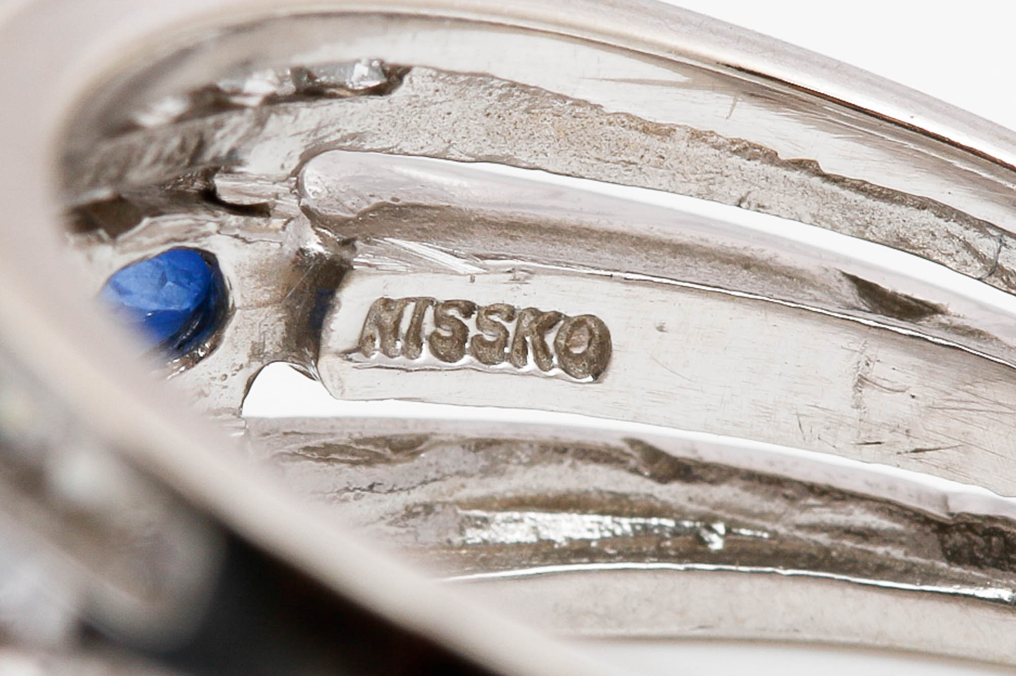 14K White Gold Sapphire and Diamond Ring