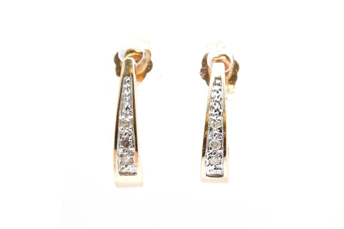 14K Yellow Gold Diamond Earrings