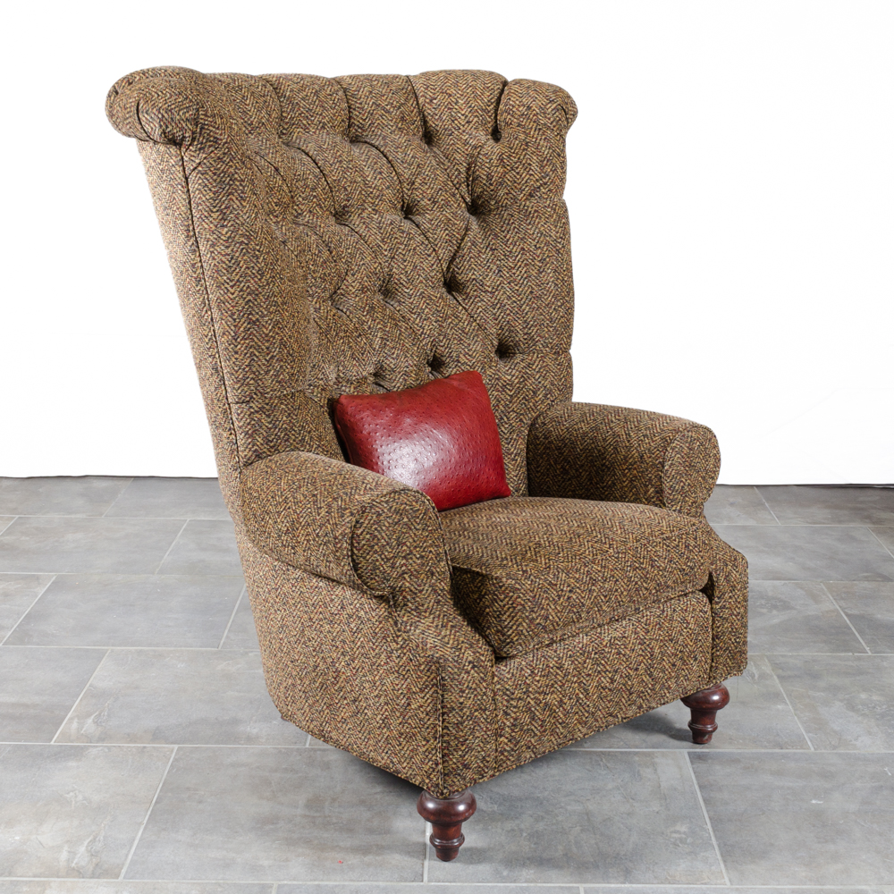 Contemporary Button-Tufted Wing Chair