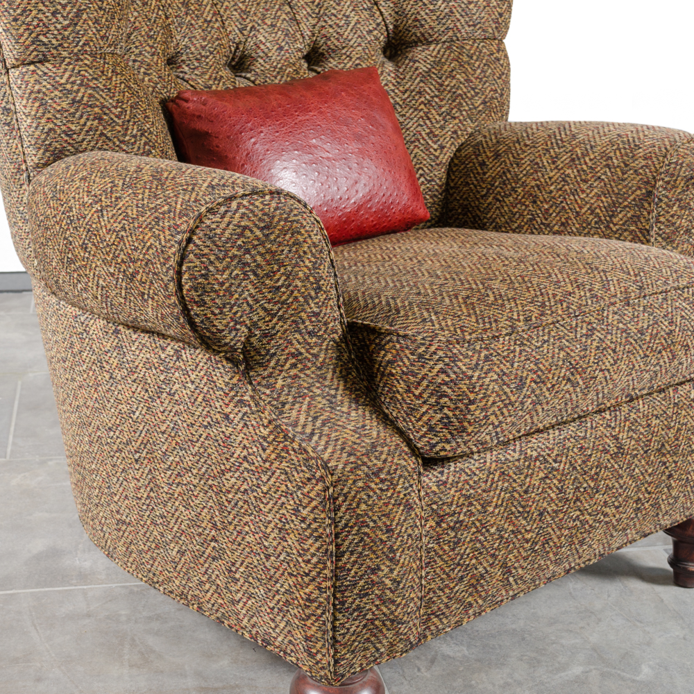 Contemporary Button-Tufted Wing Chair