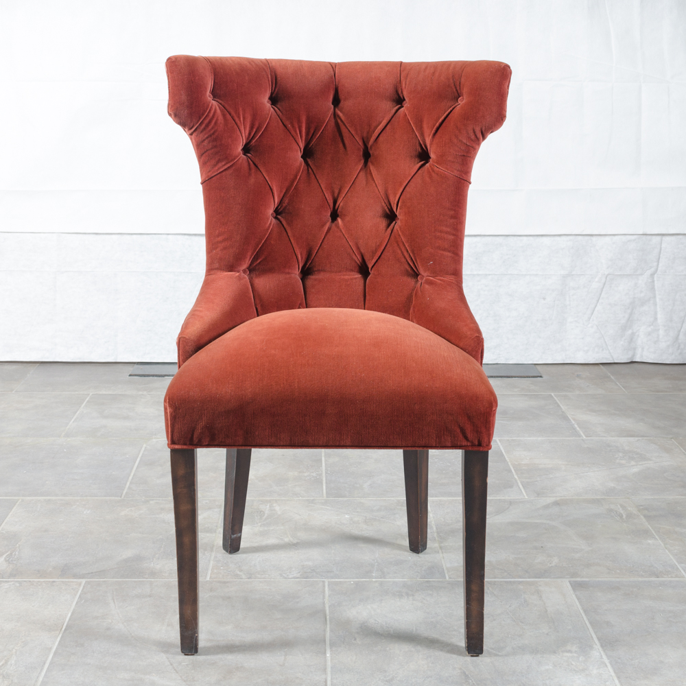 Contemporary Button-Tufted Red Accent Chairs
