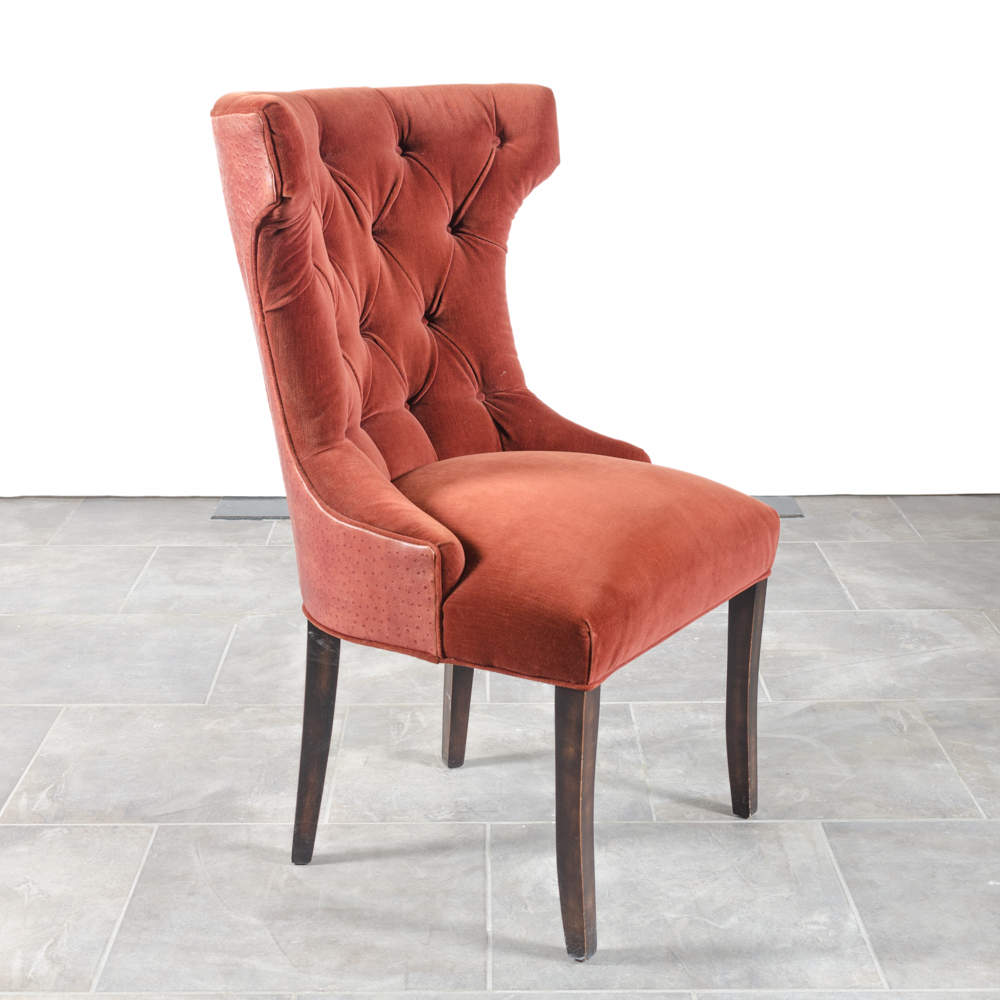 Contemporary Button-Tufted Red Accent Chairs