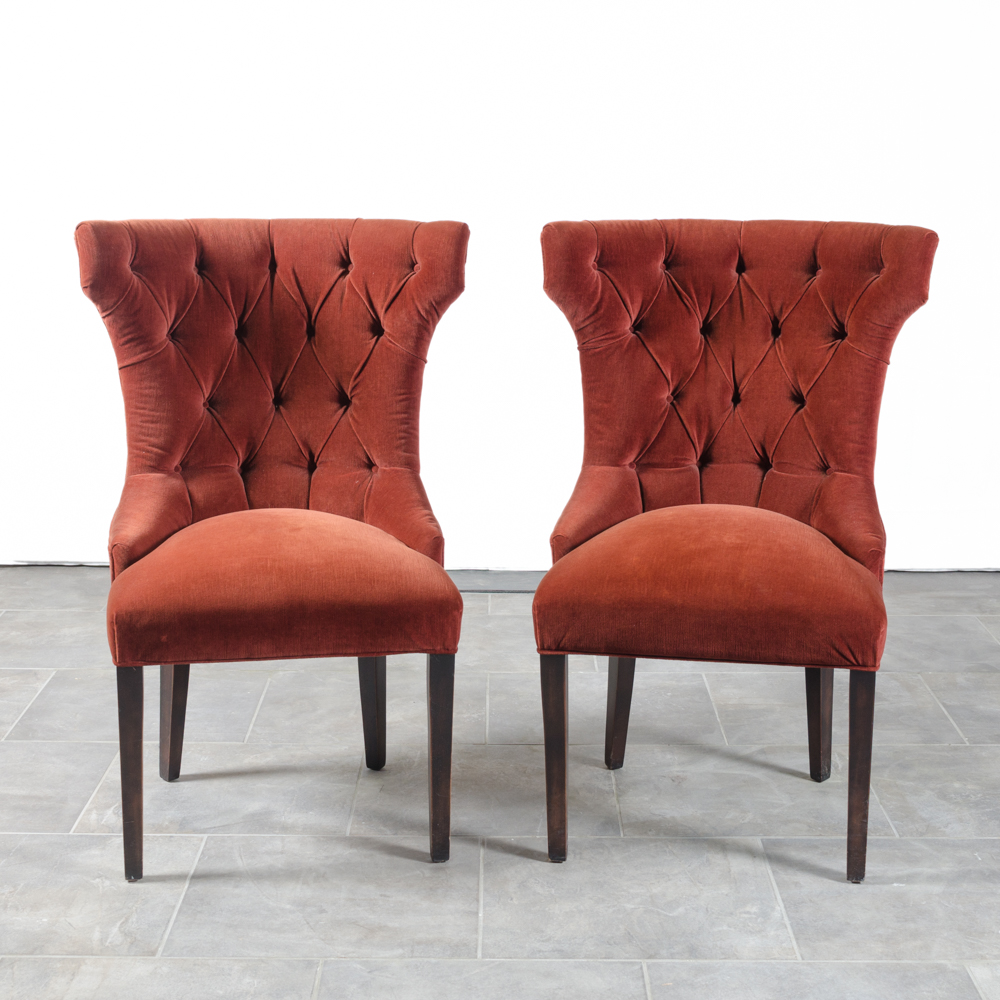Contemporary Button-Tufted Red Accent Chairs