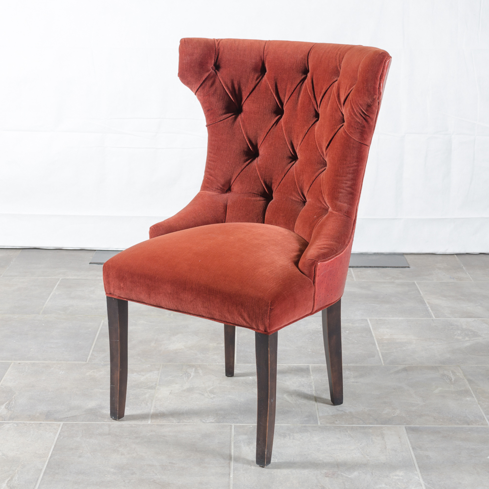 Contemporary Button-Tufted Red Accent Chairs