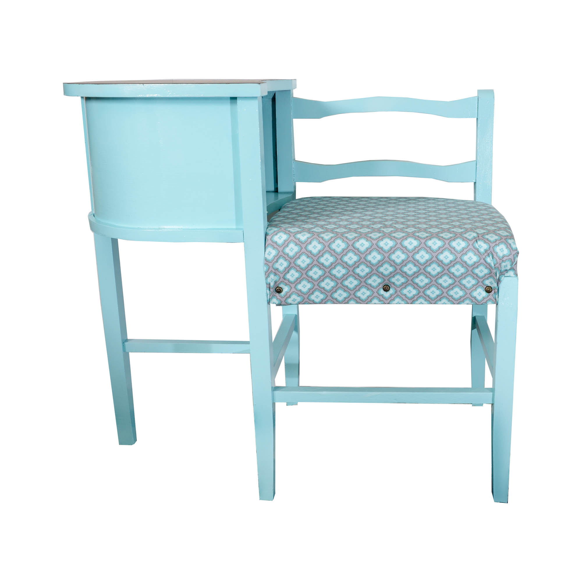 Vintage Telephone Table With Attached Chair