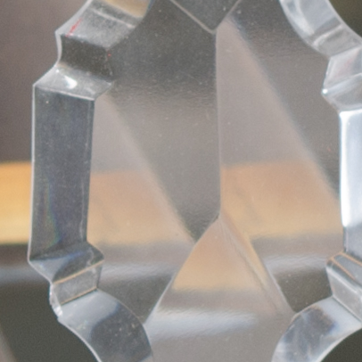 Eight Arm Metal and Glass Chandelier