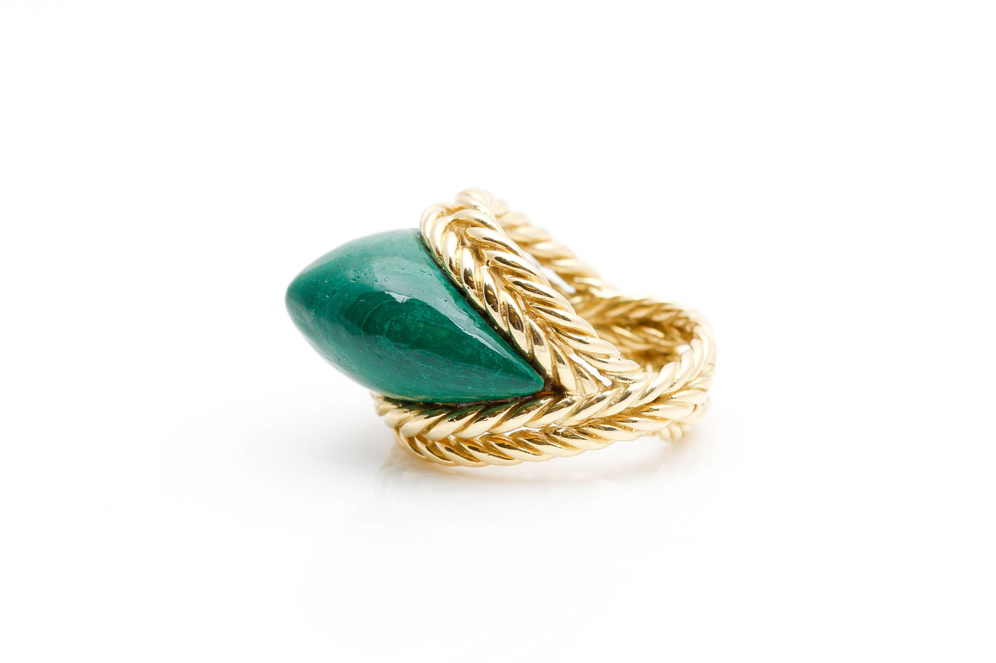 18K Yellow Gold Malachite Ring