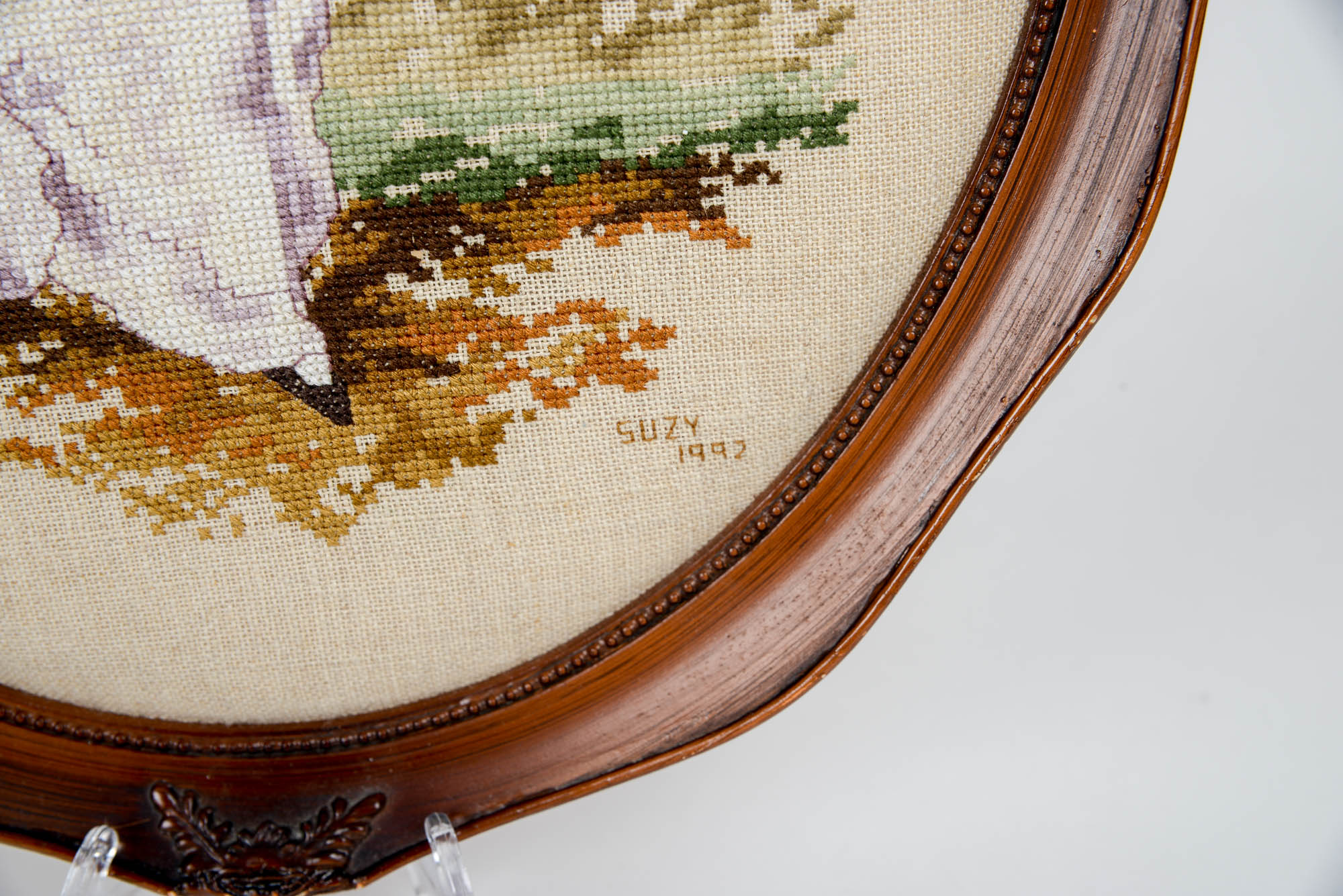 Pair of Cross Stitch Victorian Wall Hangings