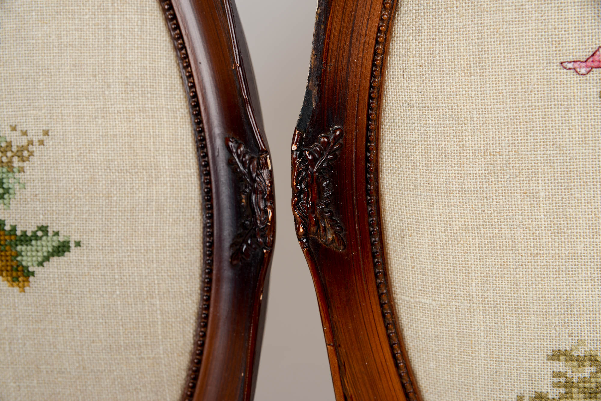 Pair of Cross Stitch Victorian Wall Hangings