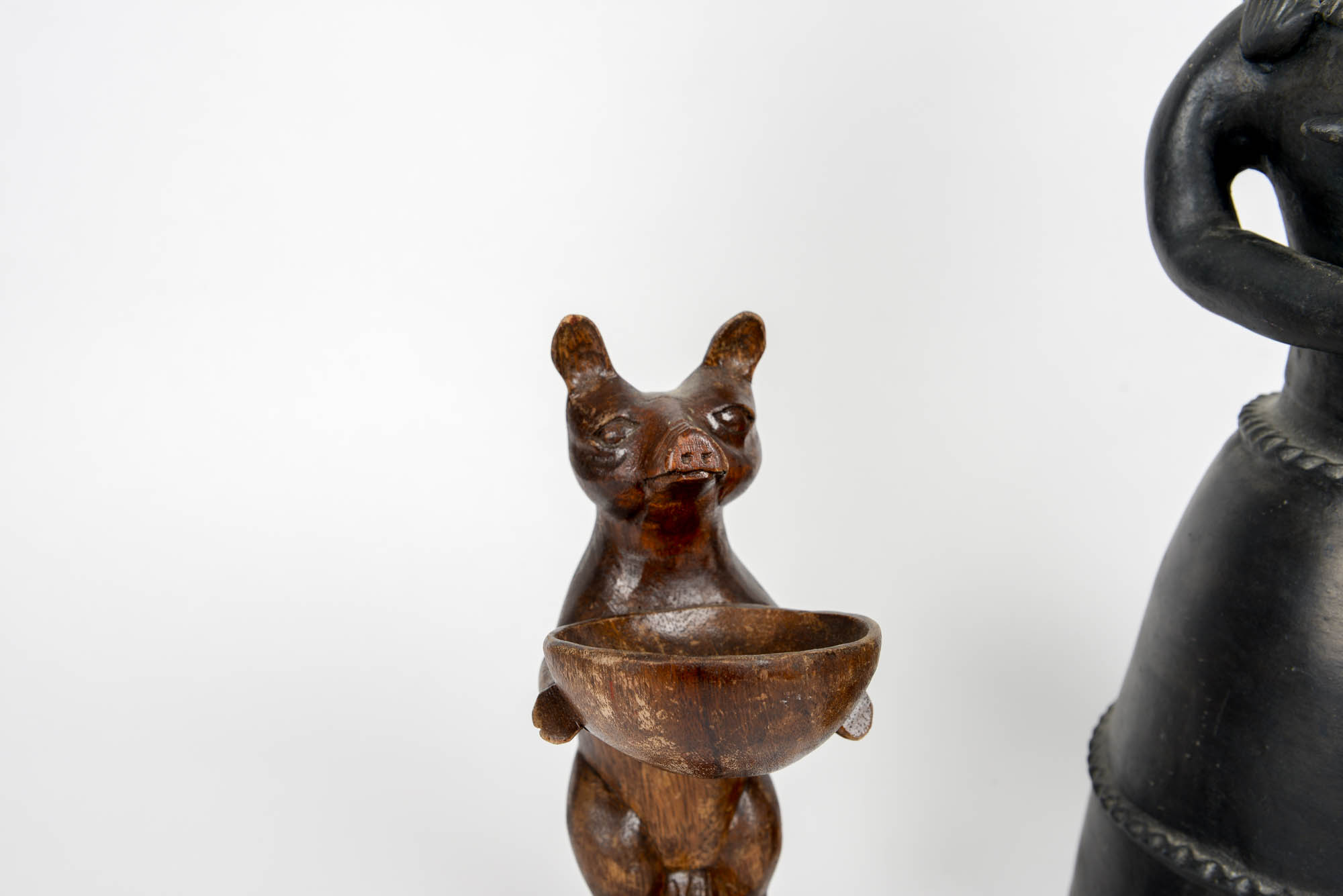 Mexican Garden Statue and Carved Pig Figurine