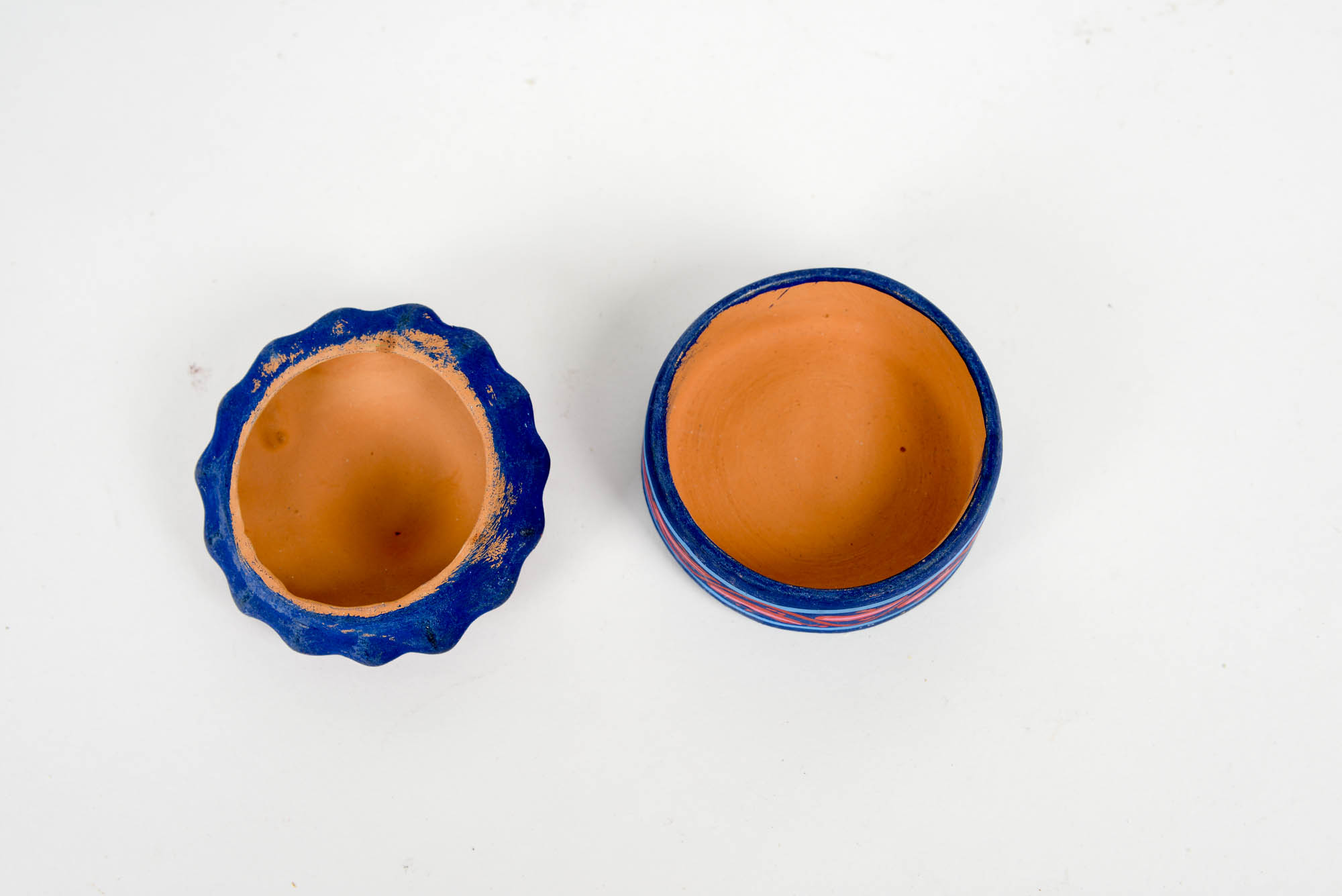 Hand Painted Mexican Vase and Trinket Box