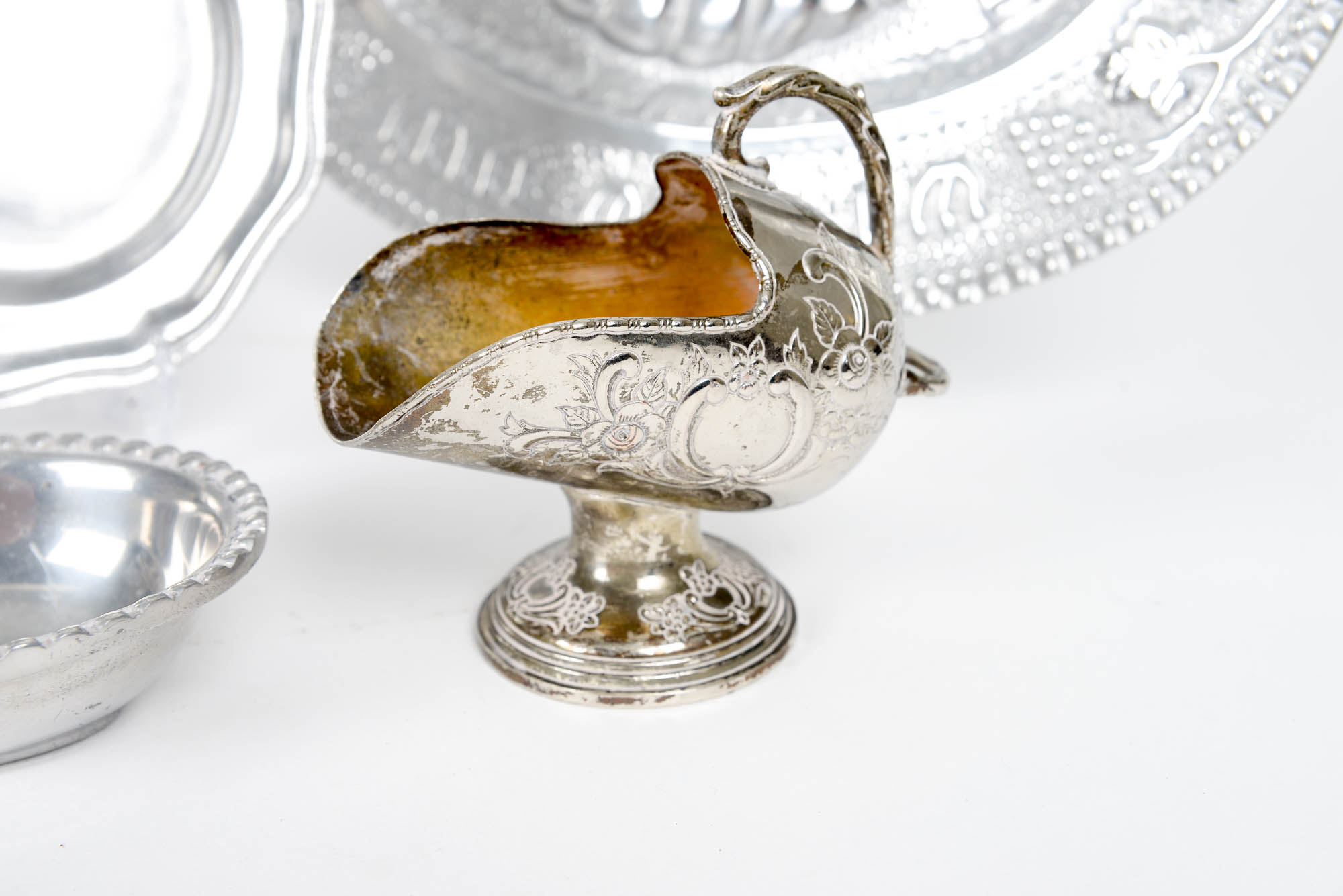 Selection of Silver Plate and Pewter Serving Pieces