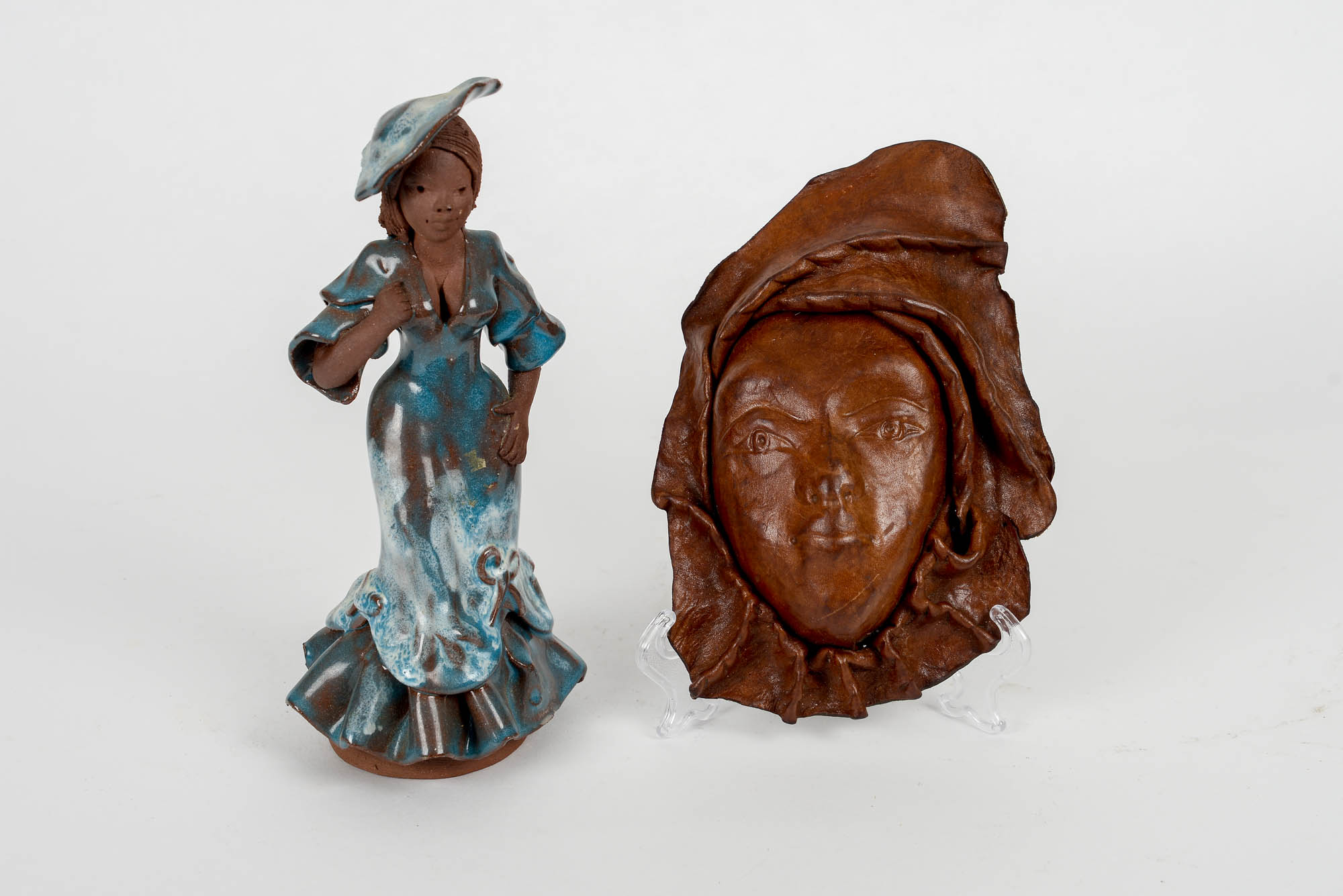 Leather Native Mask and Jamaican Figurine