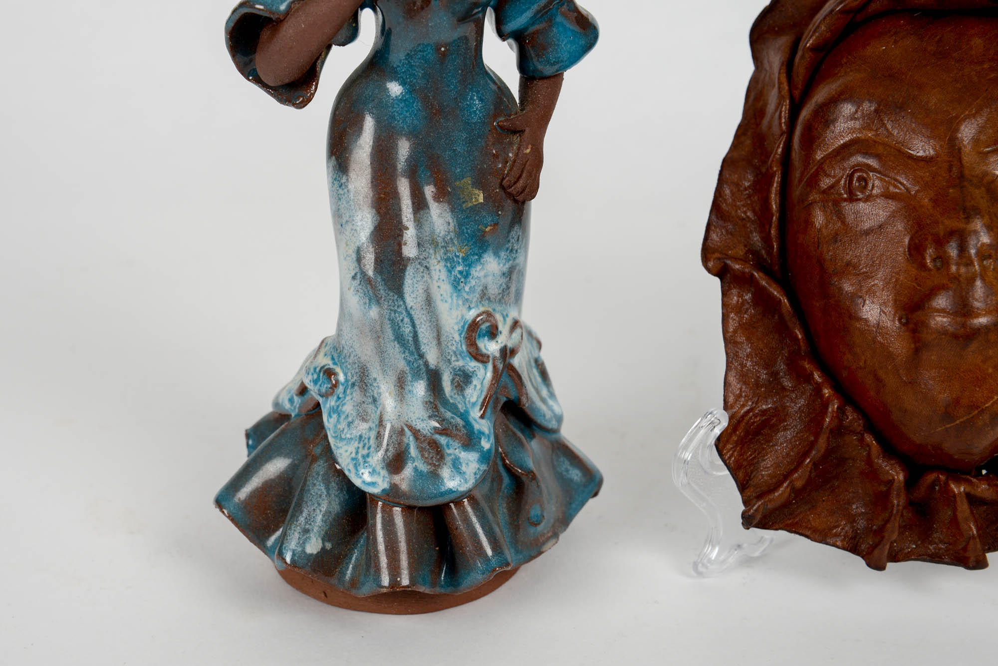 Leather Native Mask and Jamaican Figurine