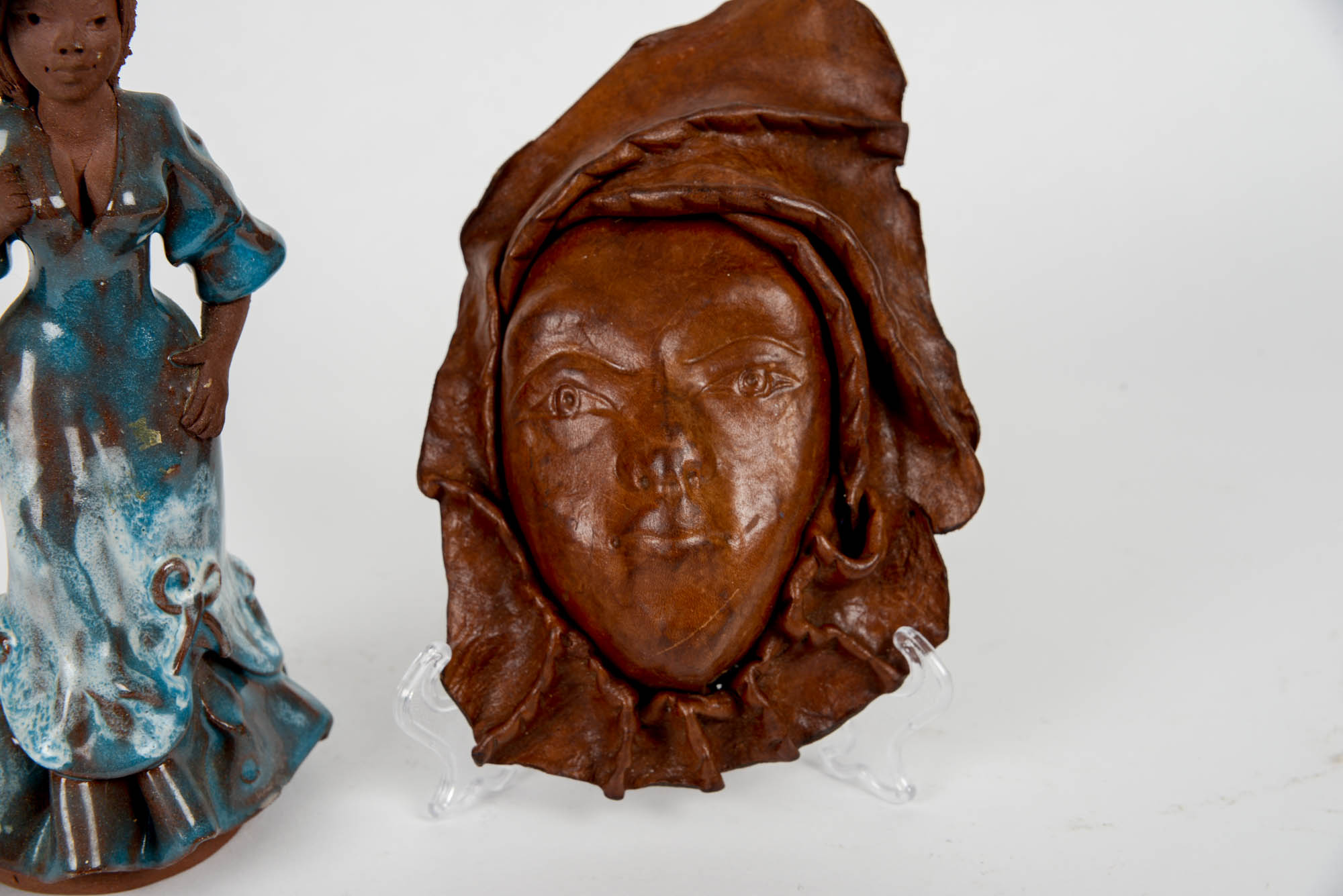 Leather Native Mask and Jamaican Figurine