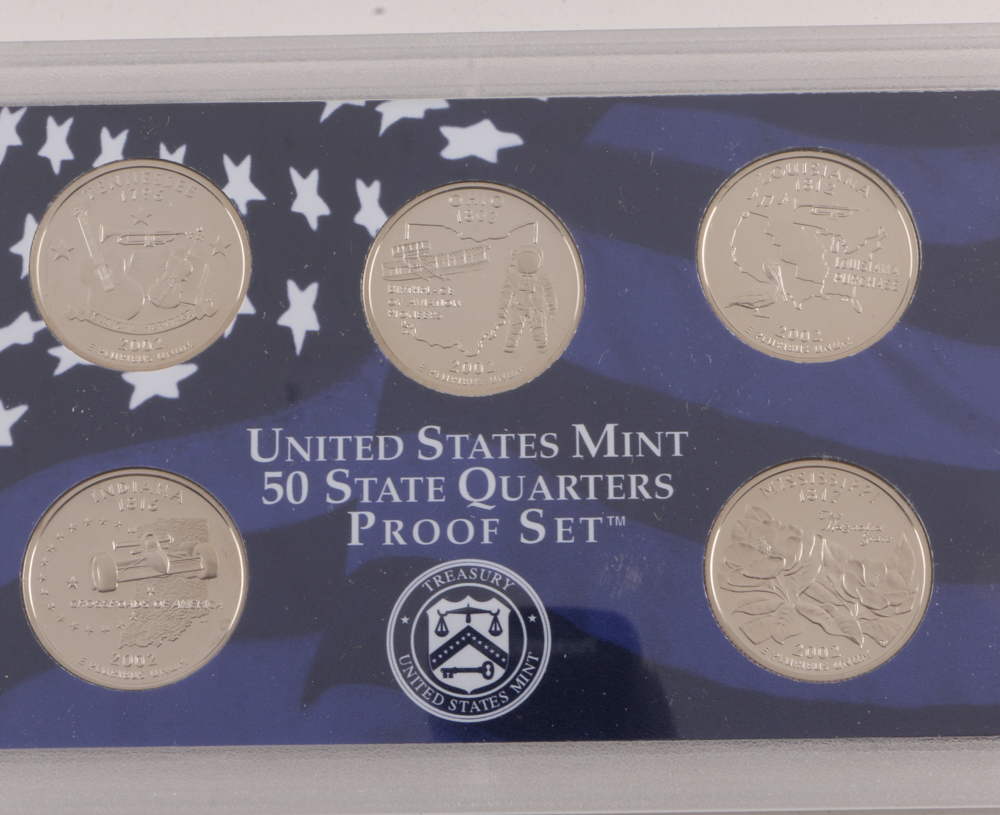 2000 U.S. Mint Proof Set and Three 2002 Statehood Quarters Proof Sets