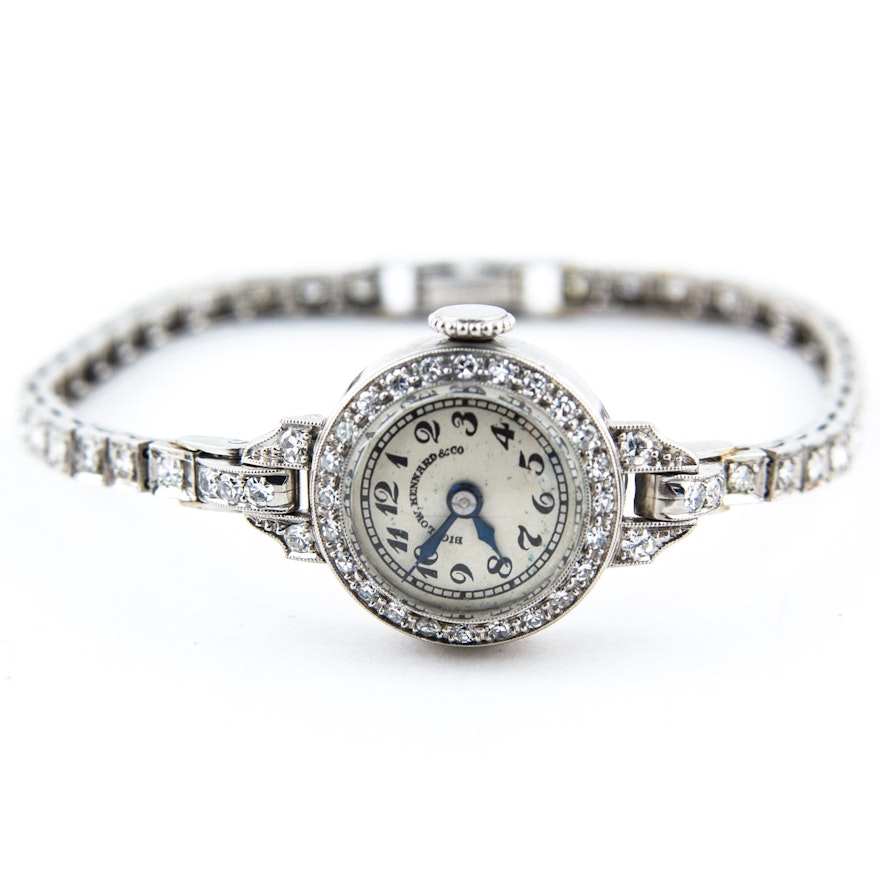 1940s Bigelow, Kennard & Co. Platinum Iridium and Diamond Wristwatch