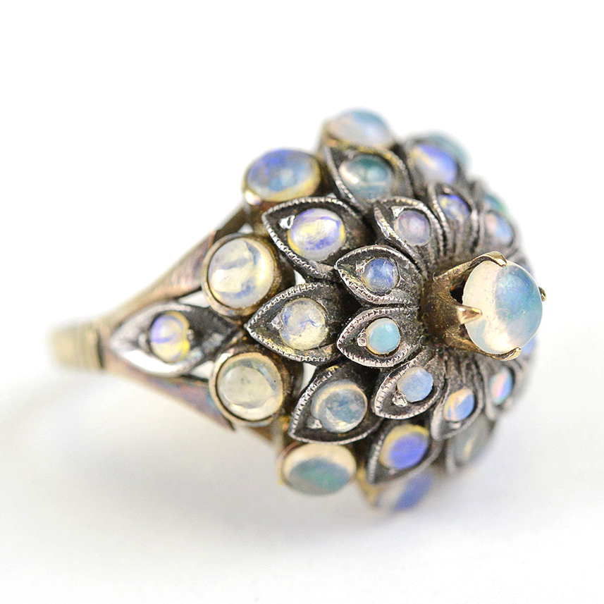 Peacock Gemstone 10K Pagoda Ring