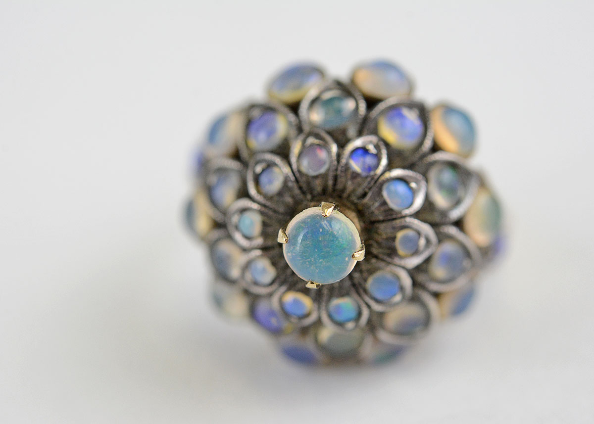 Peacock Gemstone 10K Pagoda Ring