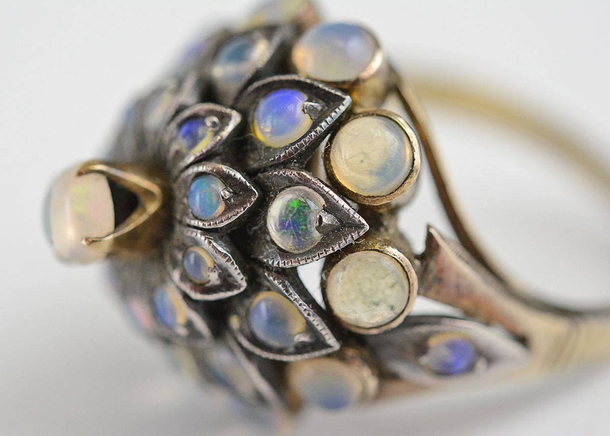 Peacock Gemstone 10K Pagoda Ring