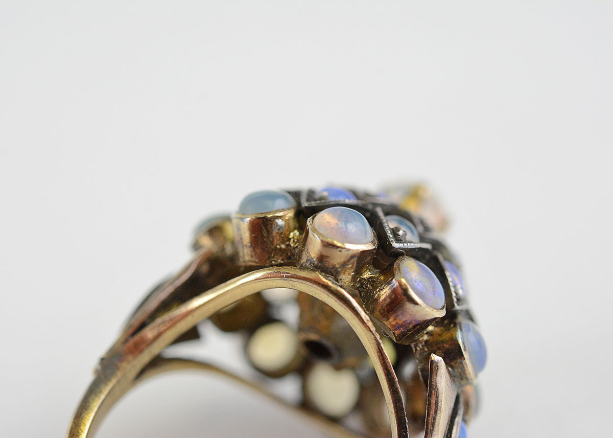 Peacock Gemstone 10K Pagoda Ring