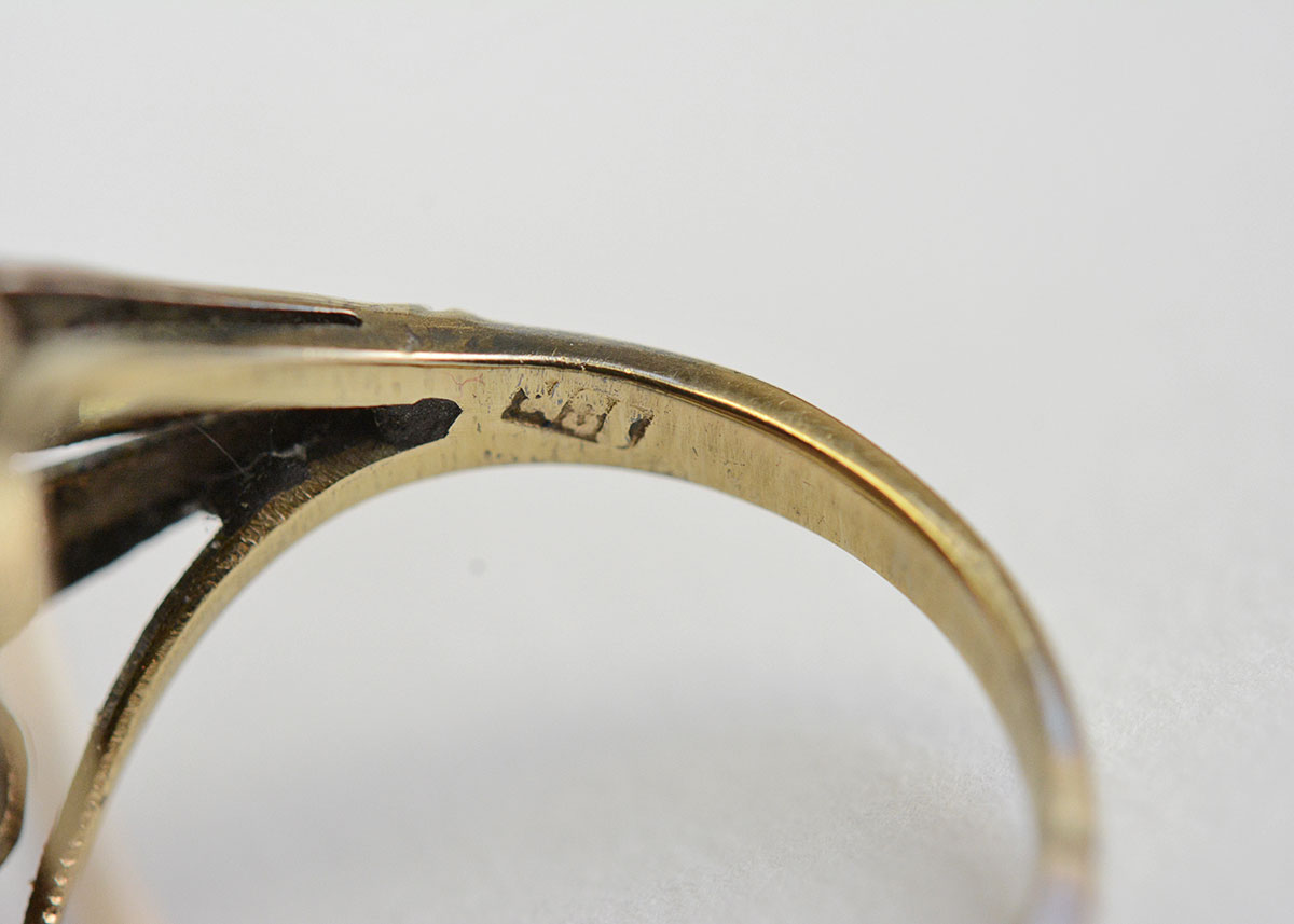 Peacock Gemstone 10K Pagoda Ring