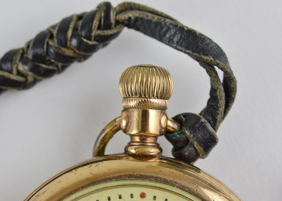 Illinois Pocket Watch with Black Leather Strap